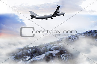 Composite image of misty landscape