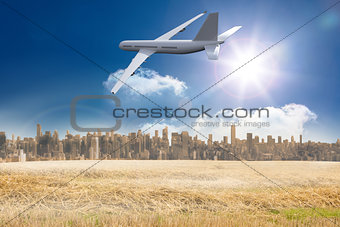 Composite image of large city on the horizon