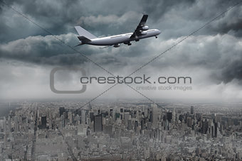 Composite image of gloomy city