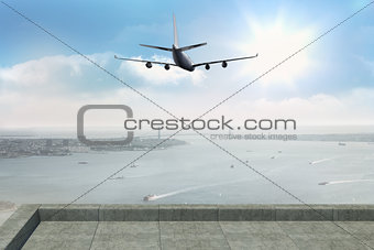 Composite image of coastline city