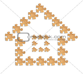 image of a house made of wooden figures puzzles