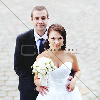 Young wedding caucasian couple.