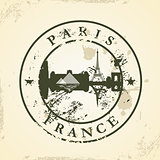 Grunge rubber stamp with Paris, France