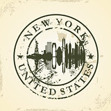 Grunge rubber stamp with New York, USA