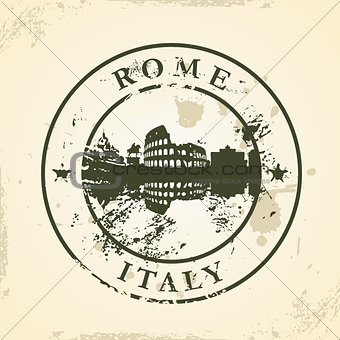 Grunge rubber stamp with Rome, Italy