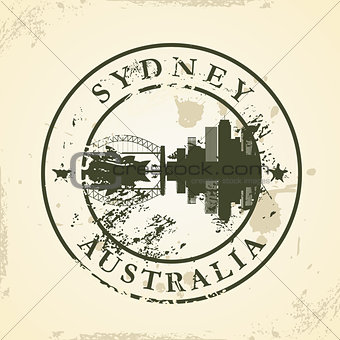 Grunge rubber stamp with Sydney, Australia