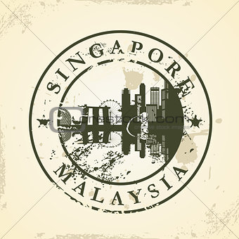 Grunge rubber stamp with Singapore, Malaysia