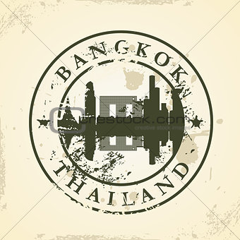 Grunge rubber stamp with Bangkok, Thailand