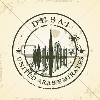 Grunge rubber stamp with Dubai, UAE