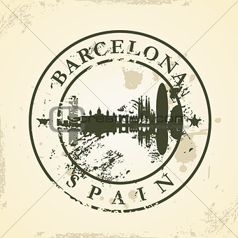 Grunge rubber stamp with Barcelona, Spain