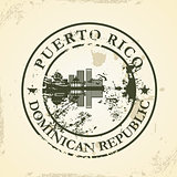 Grunge rubber stamp with Puerto Rico, Dominican Republic