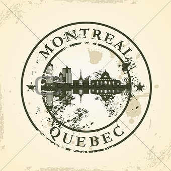 Grunge rubber stamp with Montreal, Quebec