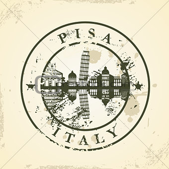 Grunge rubber stamp with Pisa, Italy