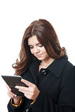 young female using tablet pc