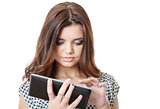 young female using tablet pc