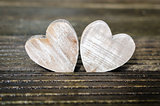 Two wooden hearts