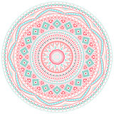 Decorative pink and blue round pattern frame on white background