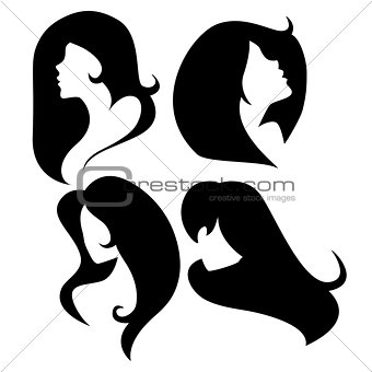 Vector Set of Female Cameo Silhouettes