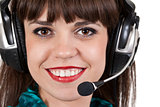 portrait of girl with headphones with microphone