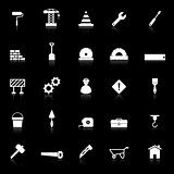 Construction icons with reflect on black background