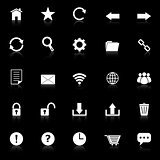 Tool bar icons with reflect on black background