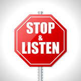 Stop and listen traffic sign