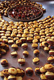 Delicious grilled chestnuts as background