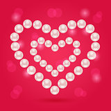 Pearl Heart on Pink Valentaine Day Background