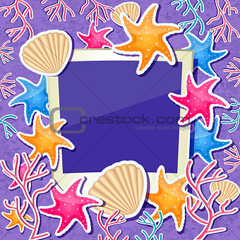 Photo Frame with Shell, Star Fish and Coral Ornament Decoration