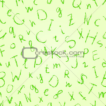 Green Drawn Letter Seamless Pattern