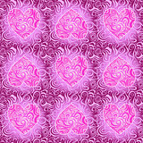 Purple Seamless Pattern with Heart Silhouette