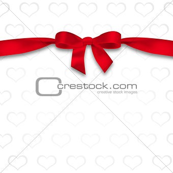 Card with hearts and ribbon with a bow