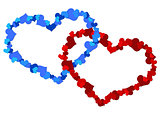 Two big heart made ​​up of little hearts