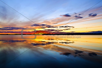 Sunset. Lake Pongomozero, North Karelia, Russia
