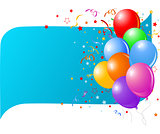 Blue card with colorful balloons