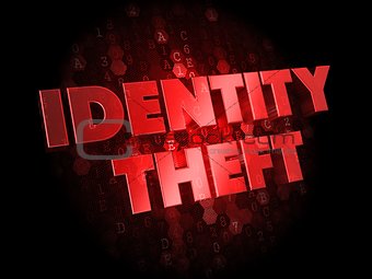 Identity Theft on Dark Digital Background.