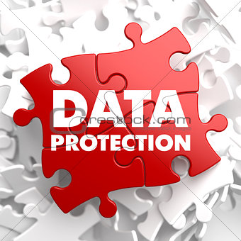 Data Protection on Red Puzzle.