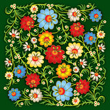 abstract floral ornament on green background