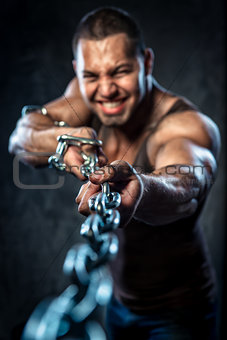 Man pulling the chain