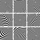 Set of op art textures in zebra pattern design.