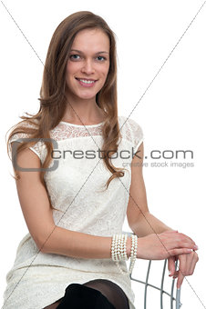 Young beautiful woman isolated over white background