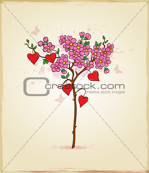 Tree with flowers and hearts
