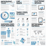 Big set of infographic elements blue business colors vector EPS10