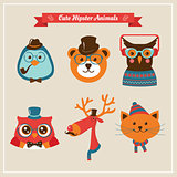 Cute fashion Hipster Animals & pets vector