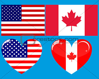 two flags and two hearts