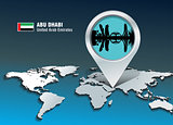 Map pin with Abu Dhabi skyline