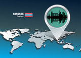Map pin with Bangkok skyline