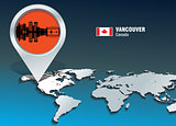 Map pin with Vancouver skyline