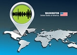 Map pin with Washington skyline