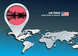 Map pin with Las Vegas skyline